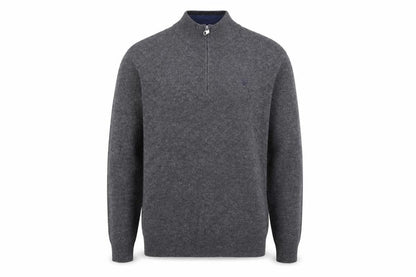 Hackett London Men's Grey Lambswool 1/2 Zip Jumper Size L