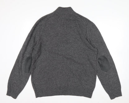 Hackett London Men's Grey Lambswool 1/2 Zip Jumper Size L