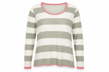 Kew 159 Womens XL Multicoloured Striped Linen Pullover Jumper