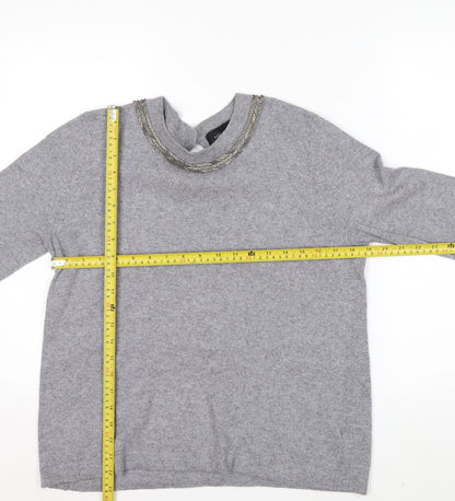 Paul Costelloe Women Grey Crew Neck Jumper Size 16 Cashmere Blend