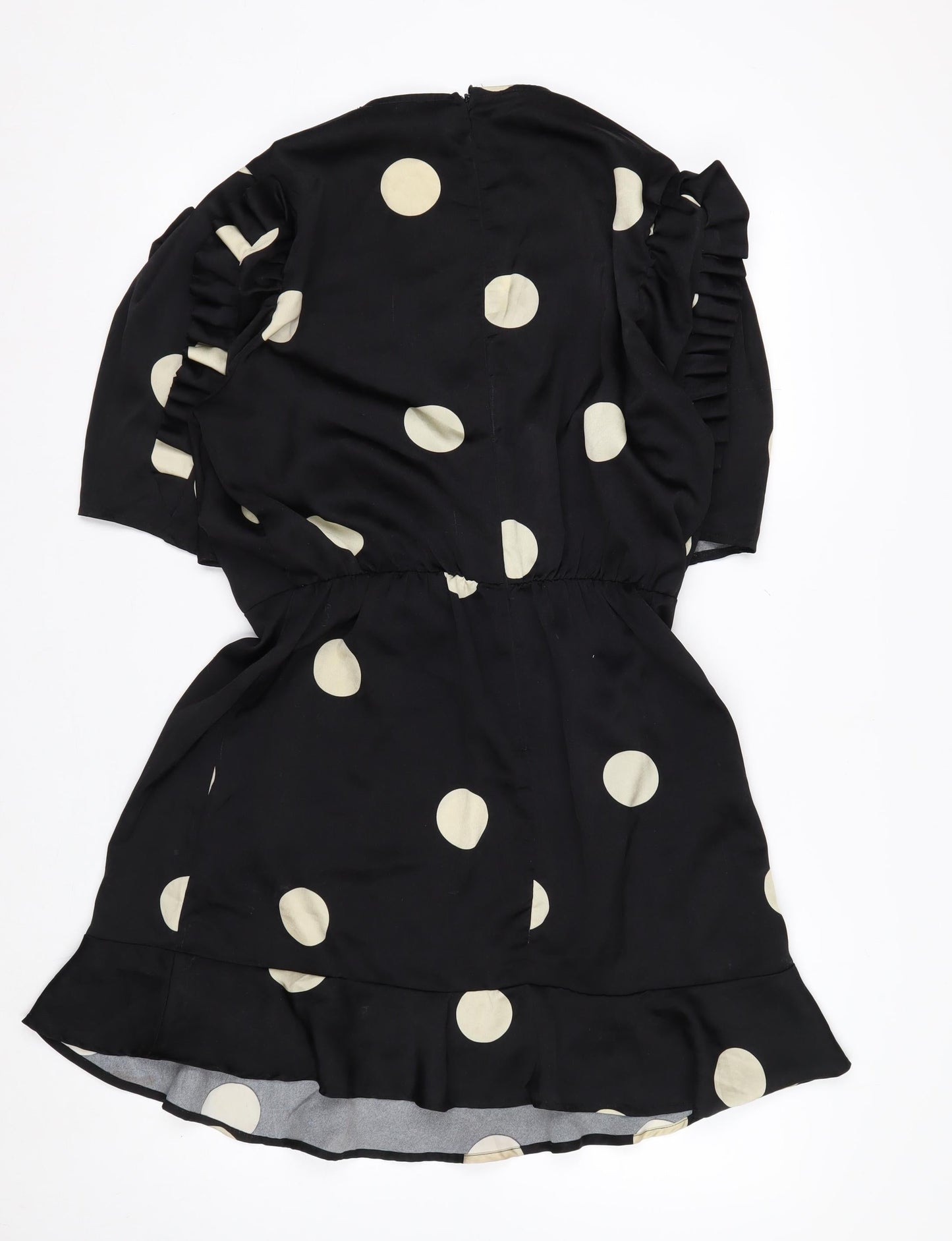 AX Paris Women's Black Polka Dot Wrap Dress Size 14 Short Sleeve