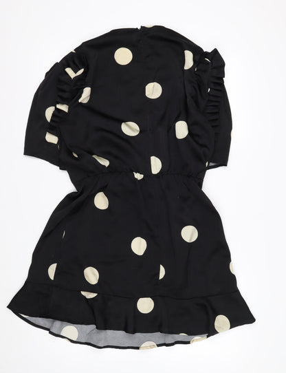 AX Paris Women's Black Polka Dot Wrap Dress Size 14 Short Sleeve