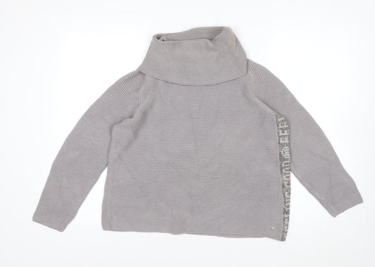 Monari Women Grey Roll Neck Long Sleeve Knit Jumper Size 12