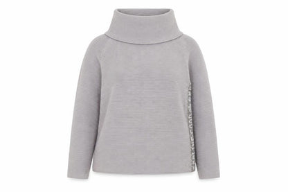 Monari Women Grey Roll Neck Long Sleeve Knit Jumper Size 12