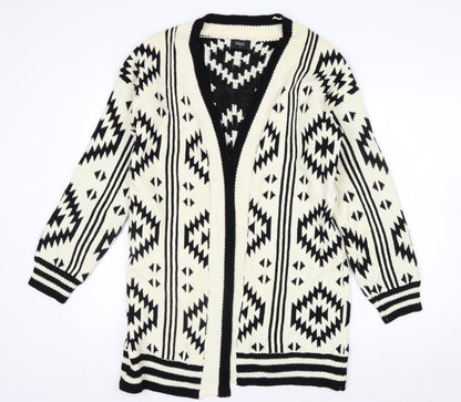 Klass Womens Black & Ivory Aztec Knit Cardigan Small