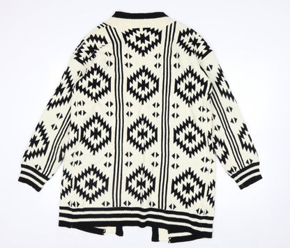 Klass Womens Black & Ivory Aztec Knit Cardigan Small