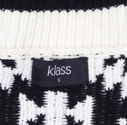 Klass Womens Black & Ivory Aztec Knit Cardigan Small