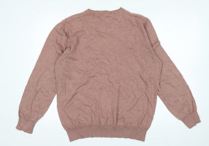 Rocha John Rocha Men's Brown Cotton V-Neck Jumper XL