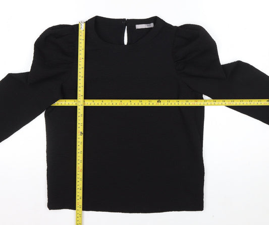 Zara Women Black Puff Sleeve Long Sleeve Woven Blouse Size S