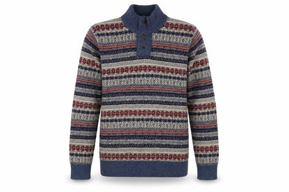 Mantaray Men's Multicoloured Fair Isle Henley Wool Jumper M