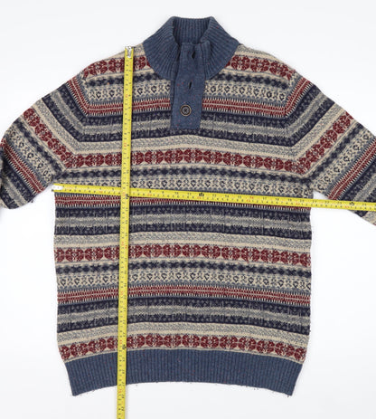 Mantaray Men's Multicoloured Fair Isle Henley Wool Jumper M