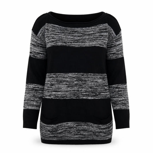 Wallis Womens Black Striped Knit Pullover Jumper Size S