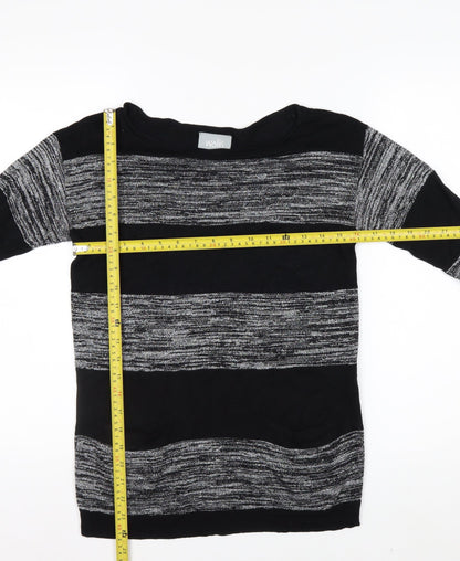 Wallis Womens Black Striped Knit Pullover Jumper Size S