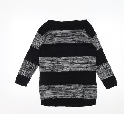 Wallis Womens Black Striped Knit Pullover Jumper Size S