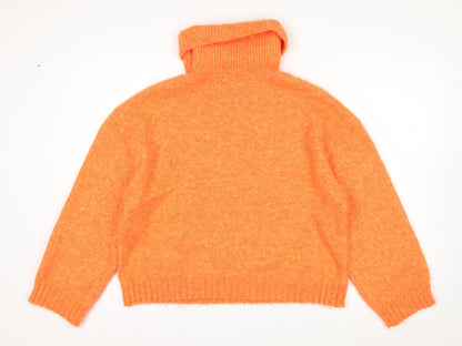 Oliver Bonas Women’s Orange Roll Neck Jumper UK 10 Wool Blend Knit