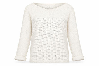Fat Face Women's Ivory Cotton Open-Knit Jumper Size 8