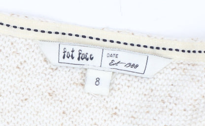Fat Face Women's Ivory Cotton Open-Knit Jumper Size 8