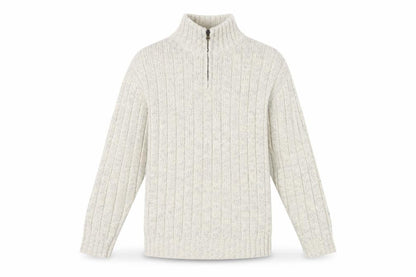 North Coast Men’s Beige 1/2 Zip Cable Knit Jumper M