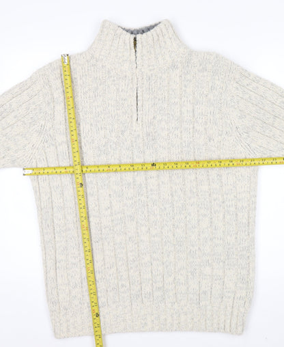 North Coast Men’s Beige 1/2 Zip Cable Knit Jumper M