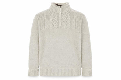 Mantaray Mens Beige Cable Knit 1/4 Zip Jumper Size M Wool Blend