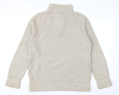 Mantaray Mens Beige Cable Knit 1/4 Zip Jumper Size M Wool Blend
