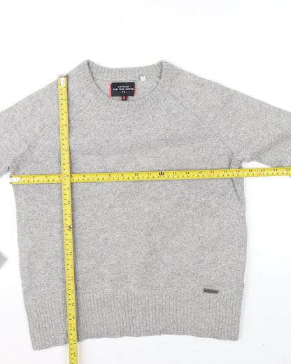 Superdry Women Grey Wool Blend Crew Neck Jumper Small
