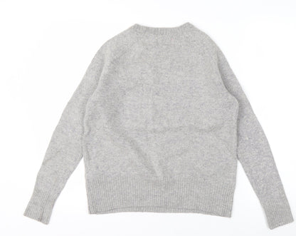 Superdry Women Grey Wool Blend Crew Neck Jumper Small