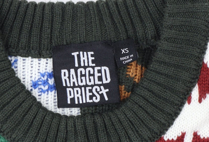 The Ragged Priest Men's Multicoloured XS Graphic Knit Pullover Jumper