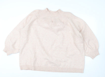 Monsoon Women Pink High Neck Relaxed Knit Jumper Size 2XL