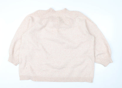 Monsoon Women Pink High Neck Relaxed Knit Jumper Size 2XL