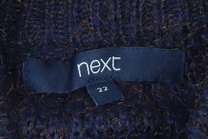 Next Women Navy Acrylic Knit Jumper UK 22 Relaxed Fit Warm Winter Pull Over