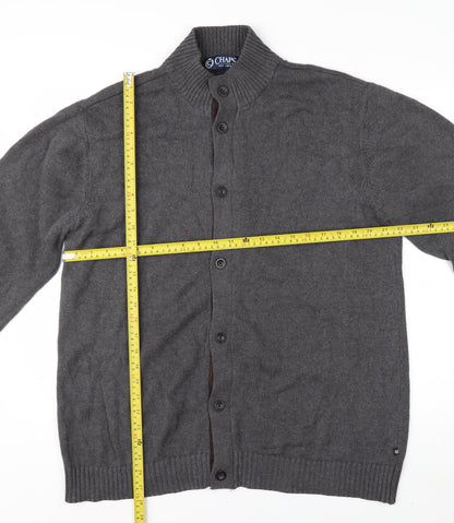 Chaps Men's Grey Cotton Button Cardigan High Neck L