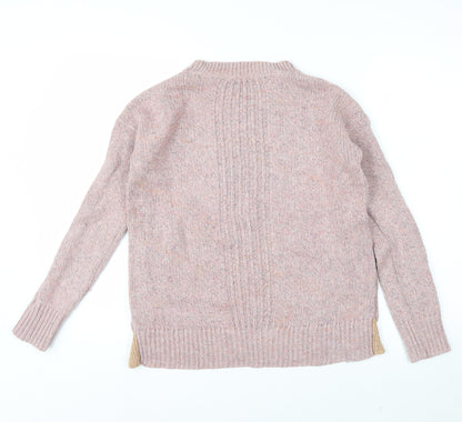 White Stuff Women's Pink Button Side Merino Wool Cotton Jumper UK 10