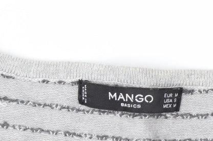 Mango Women Grey Polka Dot Crew Neck Long Sleeve Pullover Jumper Size 12
