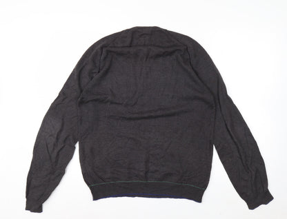 White Stuff Men's Grey Linen Cotton Henley Jumper Size S