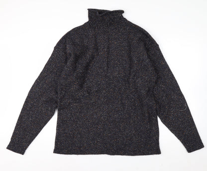 The Look Men's Blue Wool Silk Roll Neck Jumper Size L