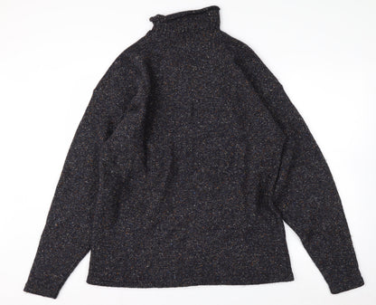 The Look Men's Blue Wool Silk Roll Neck Jumper Size L