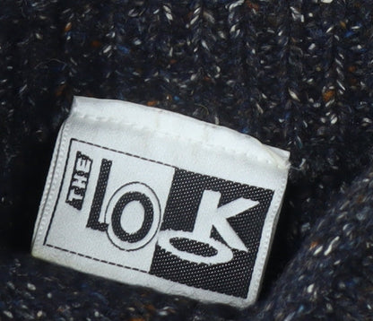 The Look Men's Blue Wool Silk Roll Neck Jumper Size L