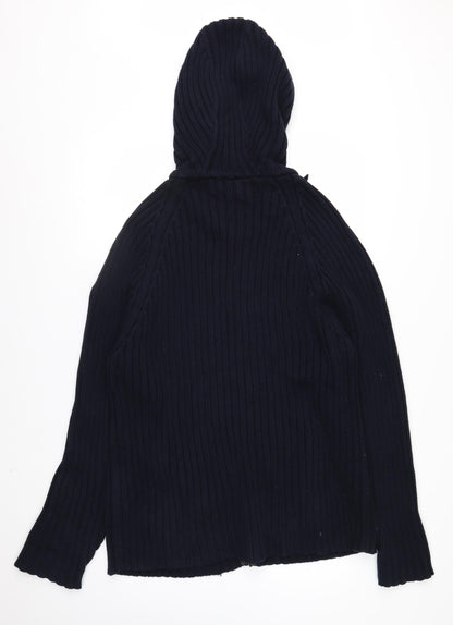 Schott NYC Men's Blue XL Full Zip Hooded Cotton Jumper