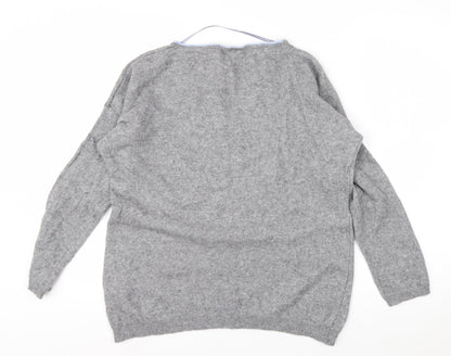 Benedetta B Womens Grey 'OK!' Crew Neck Wool Cashmere Jumper XL