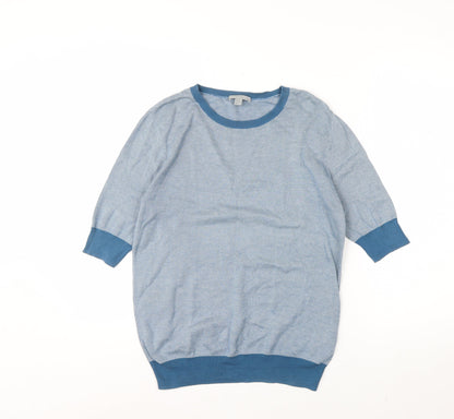 COS Women Blue Cotton 3/4 Sleeve Crew Neck Pullover Jumper Size 12