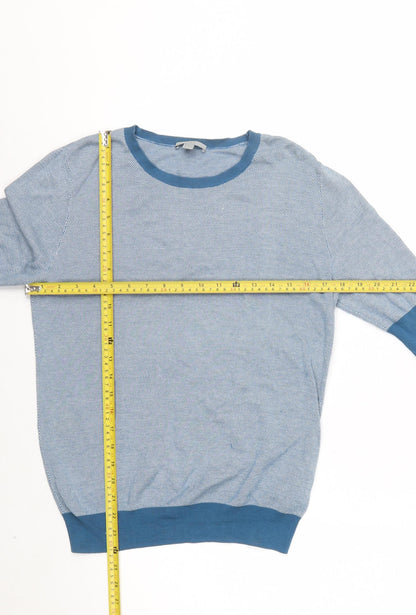 COS Women Blue Cotton 3/4 Sleeve Crew Neck Pullover Jumper Size 12