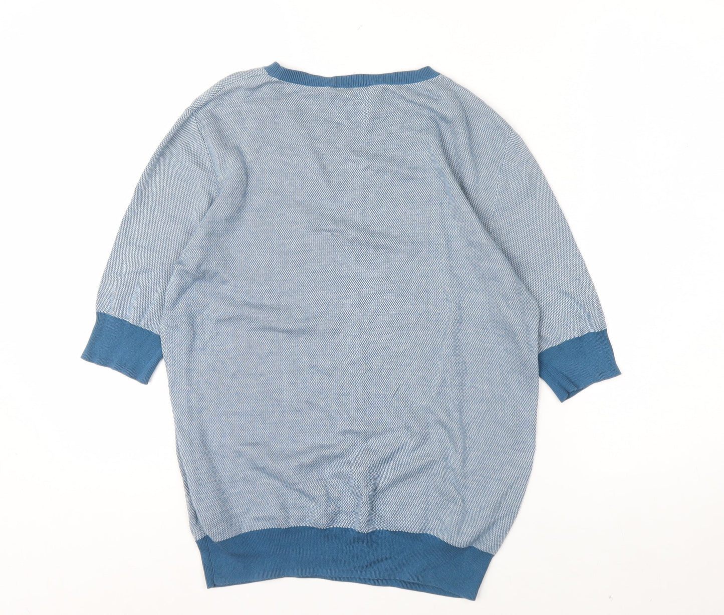 COS Women Blue Cotton 3/4 Sleeve Crew Neck Pullover Jumper Size 12