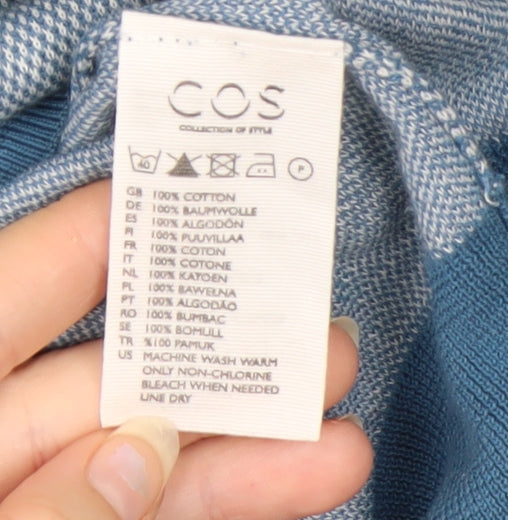 COS Women Blue Cotton 3/4 Sleeve Crew Neck Pullover Jumper Size 12