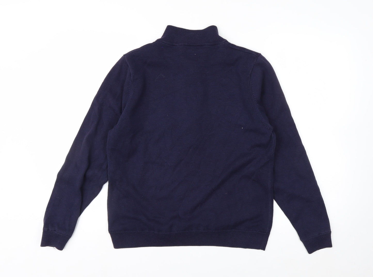 Green Lamb Women's Blue Argyle 1/2 Zip Knit Jumper Size 14