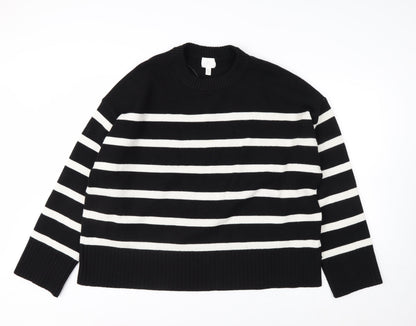H&M Women's Black White Striped Crew Neck 3XL Pullover Jumper