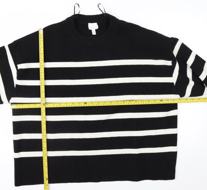 H&M Women's Black White Striped Crew Neck 3XL Pullover Jumper
