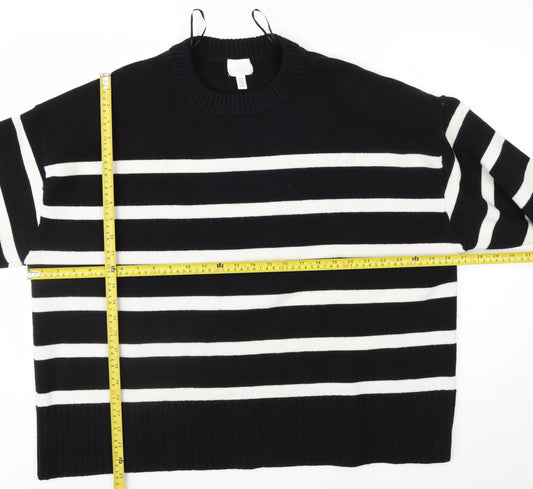 H&M Women's Black White Striped Crew Neck 3XL Pullover Jumper