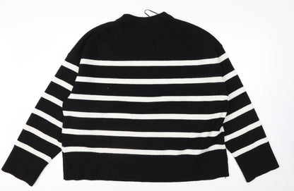 H&M Women's Black White Striped Crew Neck 3XL Pullover Jumper
