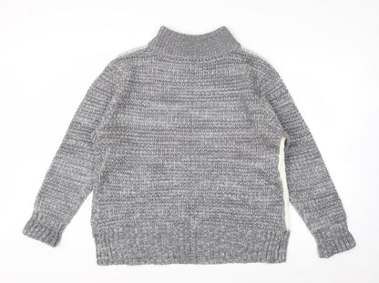 Cotton Traders Women's Grey Roll Neck Chunky Knit Jumper Size 18